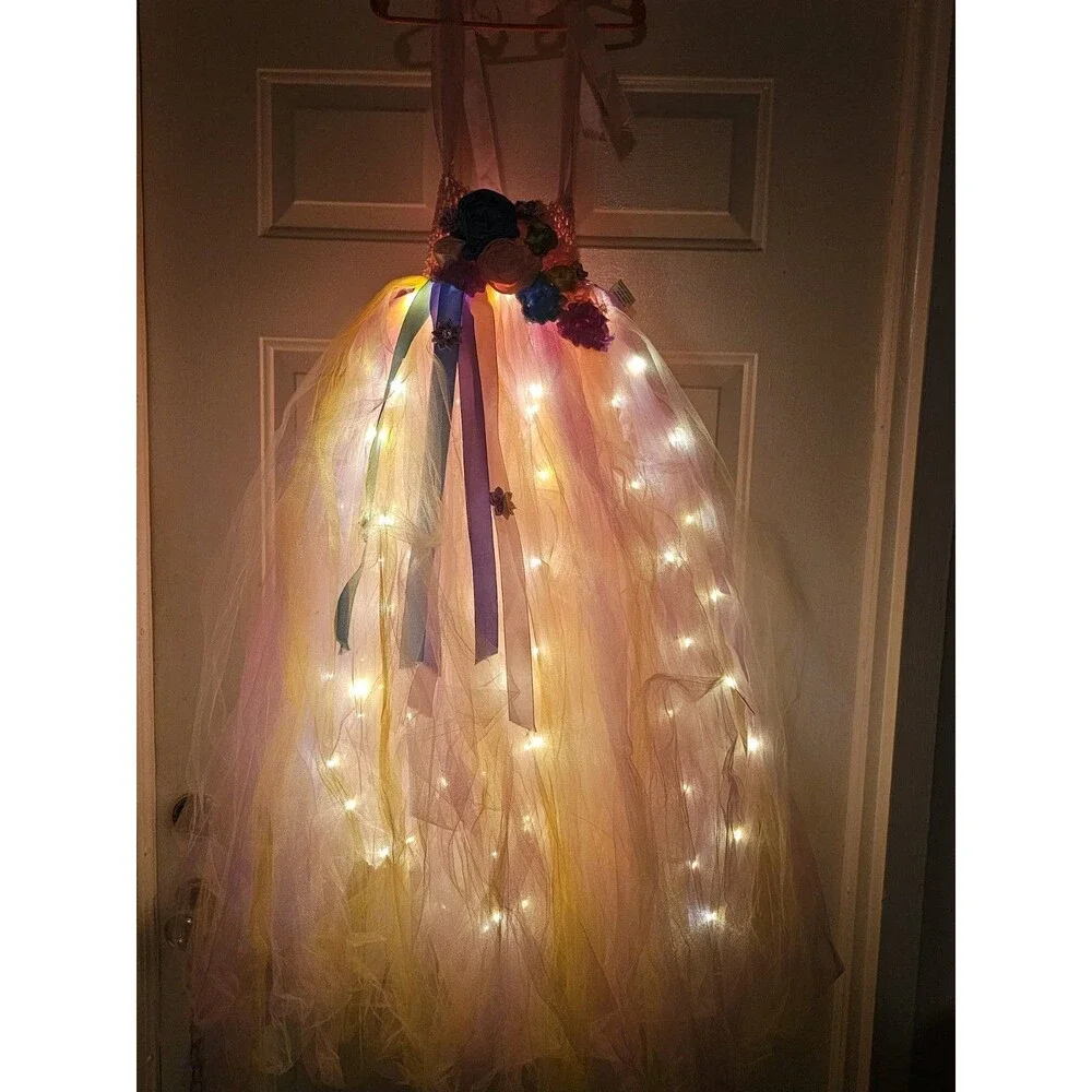Unicorn Light Up Princess Dress it features a layered rainbow colored Size 10
